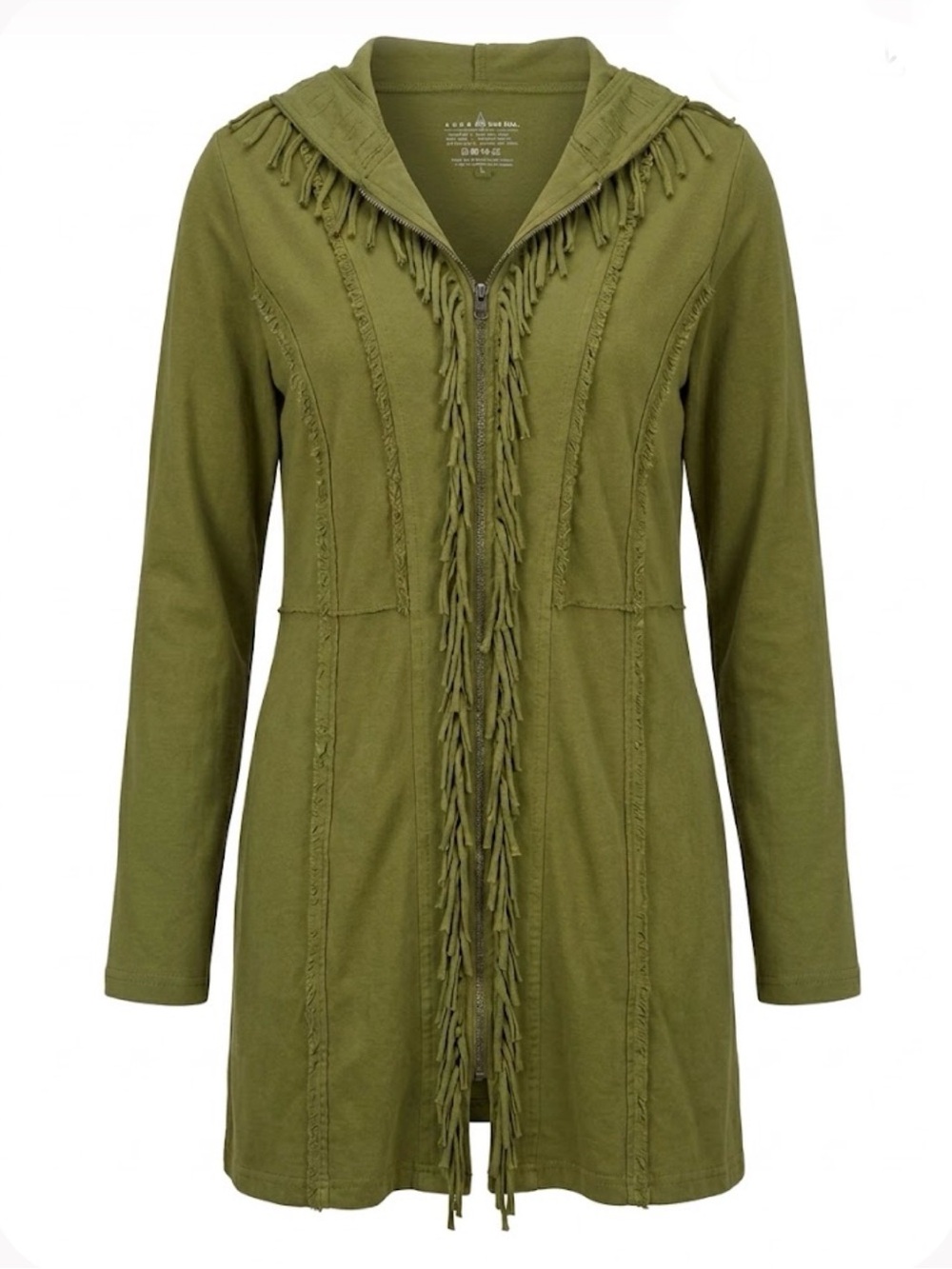 Neon Buddha Olive Green Fringe Hooded Utility Jacket -Size XL